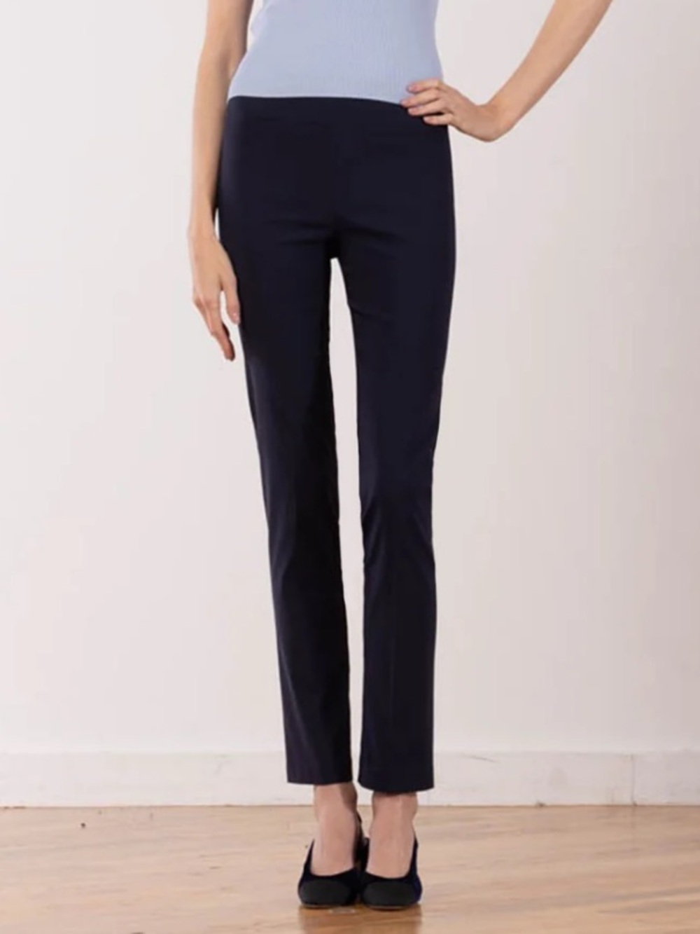 Avenue Montaigne Billy Denim Ankle Pull On Navy Slim Straight Pant sz 2